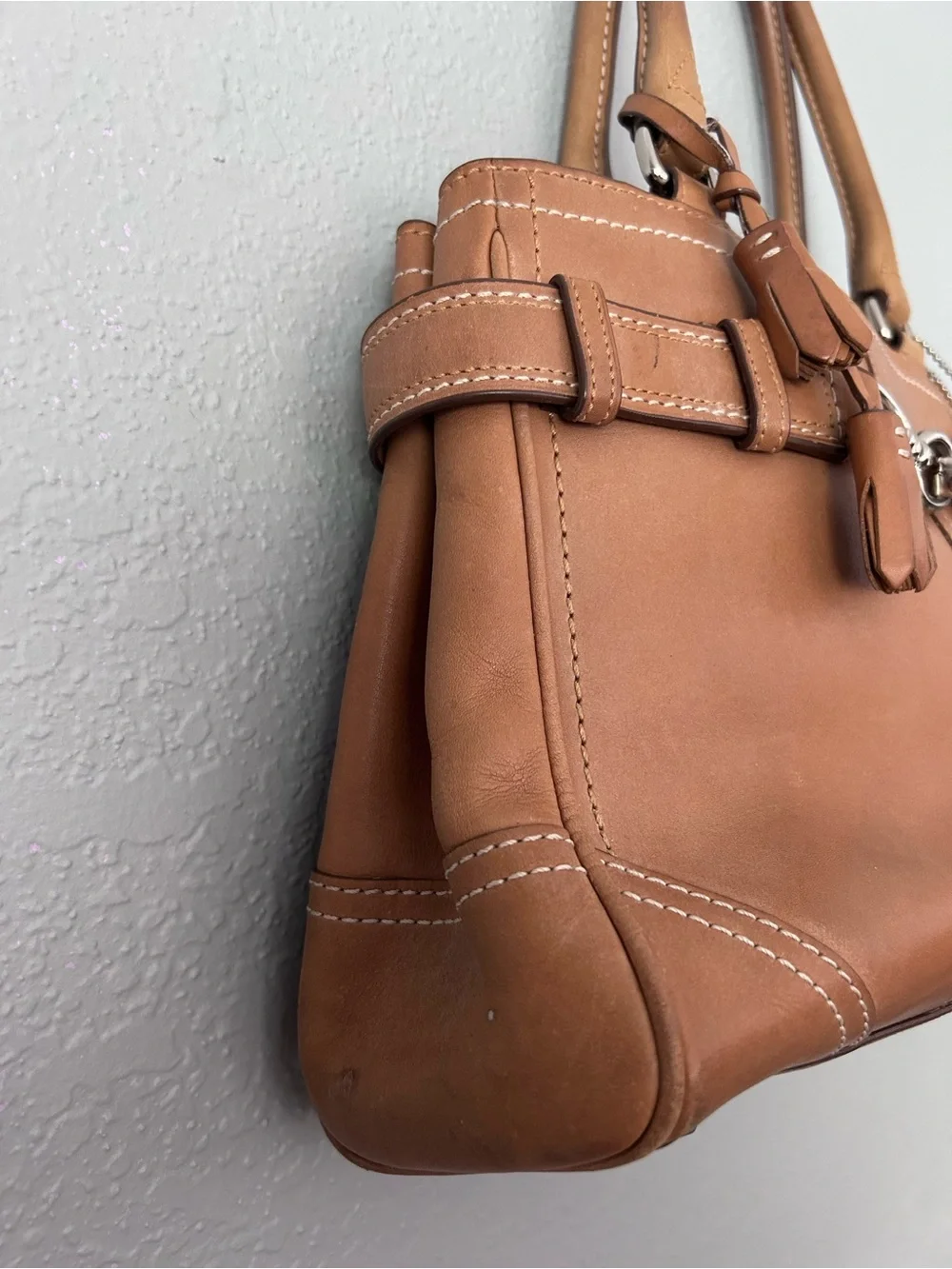 Coach Factory Small Tan Hampton Leather Satchel F08A70